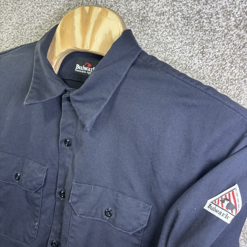 Bulwark Mens 3XL Blue FR Flame Resistant Long Sleeve Work Shirt SLW2NV6